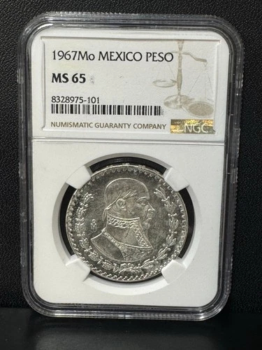 1967 Mo Mexico Peso (NGC MS65) Beautiful Shine!