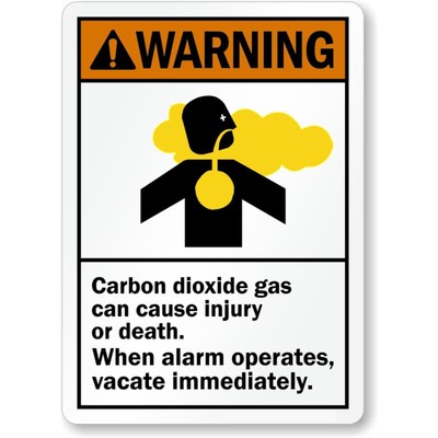 Carbon Dioxide Gas Warning Aluminum Weatherproof Sign b00471