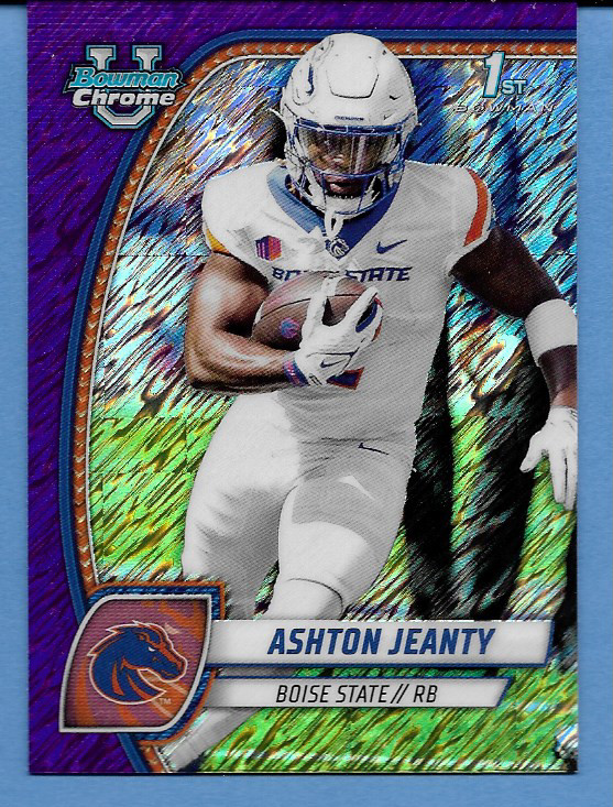 ASHTON JEANTY 2024 BOWMAN U. CHROME PURPLE SHIMMER REFRACTOR ROOKIE #17