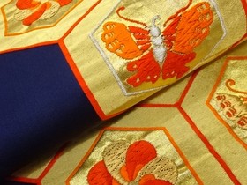 7758421: JAPANESE KIMONO JAPANESE FUKURO OBI / WOVEN KIKKO PATTERN