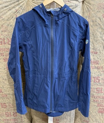 KUHL Projekt Rain Jacket Womens Small Blue Hooded Full Zip Nylon Shell