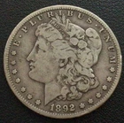 1892-S Morgan Silver Dollar, VG+. F24
