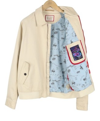 SCOTCH & SODA Herren Jacke M Beige Gefüttert Full Zip Leicht Bomber
