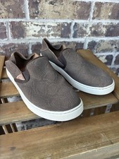 OluKai Women  s Size 10 Brown Leather Slip-On Sneakers Casual Shoes