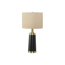 AS 28"H Beige Shade Table Lamp, Black Metal, Contemporary