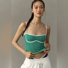 ANTHROPOLOGIE Seamless Piped Trim Tank NWT Size L/XL