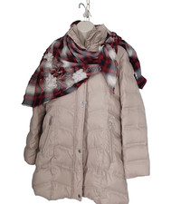 Chaqueta acolchada Kenneth Cole Reaction para mujer M con bufanda bordada sin capucha