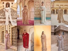 NEW SAREE BLOUSE SARI INDIAN WEDDING DESIGNER BOLLYWOOD PAKISTANI PARTY WEAR EID