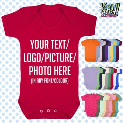Custom Personalised Organic Cotton BABY GROW Body Suit Sleep Vest Romper Gift 1