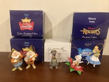 Lot Of 5 Grolier Disney Ornaments: Doc Happy Tramp Alice Bianca - Clean