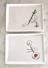 2 CB2 Oliver Sushi Roll Appetizer Plates Crate & Barrel 2012 Rectangle Appetizer