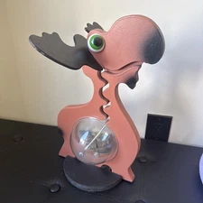 Big Belly Bank Moose Reindeer 23" Green Eyes Drop Coin in Mouth to Belly Wood