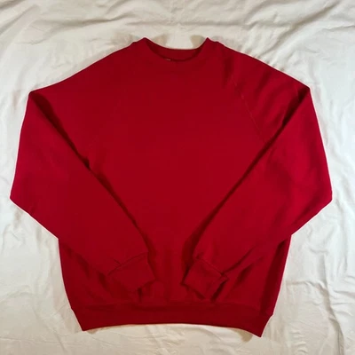Sudadera Lee de Colección Años 90 Resistente Cuello Redondo Grande Roja Hecha en EE. UU. Raglán - Imagen 1 de 4