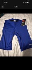 TYR Durafast Elite Men's Solid Jammer Swimsuit Royal Blue Size 30