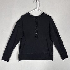 Athleta Womens Half Button Pullover Sweater Size Small Gray Henley Workout Light