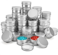 Tosnail 60-Pack 1 Oz Mini Tin Containers with Lids, 1.85 Inch Metal Lip Balm Con