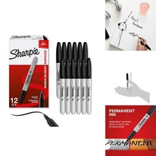 Sharpie 30001B Permanent Markers Fine Point Tip Black 12 Count Pack Quick Dry
