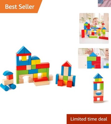 50-Piece Maple Wood Kids Building Block Set - Safe Educational Toy for Toddlers