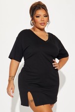 New! Fashion Nova Black V Neck Bodycon Short Sleeve Mini Dress 3X
