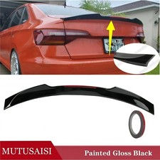 For Vw Jetta Mk7 2019-26 Red Reflector Rear Trunk Lip Spoiler Wing Gloss Black