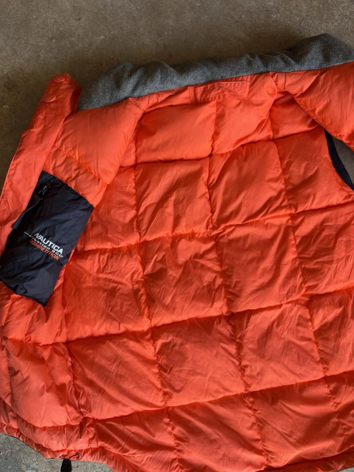 CHALECO DE PLUMÓN REVERSIBLE DE COMPETICIÓN NAUTICA MEDIANO PARA HOMBRE VERDE/NEGRO/NARANJA EXCELENTE ESTADO Foto 4 de 4