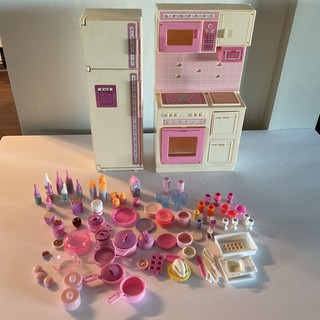 Vintage Mattel Barbie Sweet Roses centro cucina/frigorifero molti accessori usato in ottime condizioni