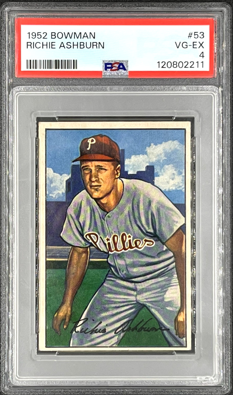 1952 Bowman baseball # 53 Richie Ashburn PSA 4