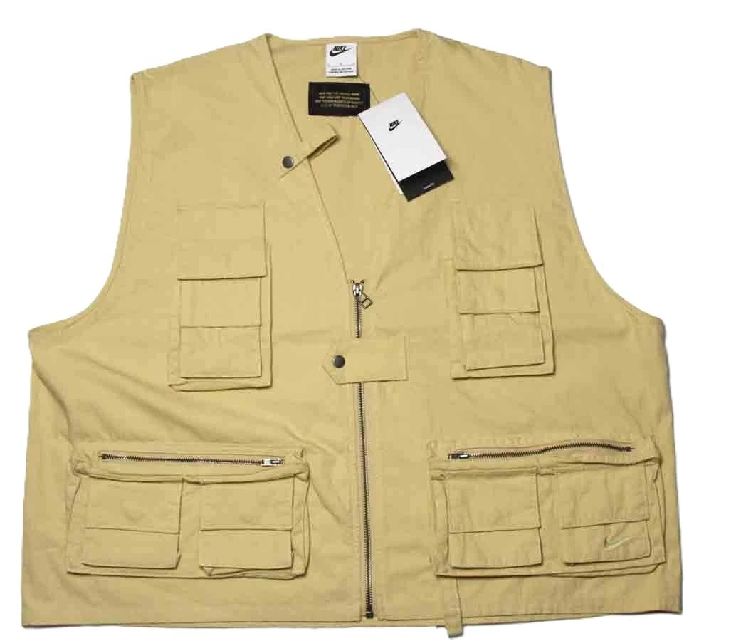 $175 Nike Outdoor Utility Fishing Vest (FN3214-252) Khaki Men's Large Loose Fit