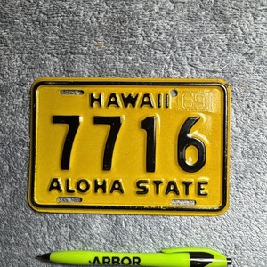 1969 Hawaii Aloha State Motorcycle License Plate 7716