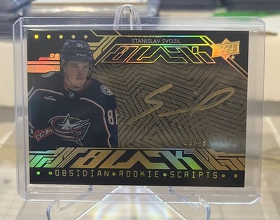 2023-24 SPX Stanislav Svozil Obsidian Rookie Scripts Gold Auto /49 ORS-SS CBJ RC