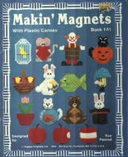MAKIN' MAGNETS 25 FUN DESIGNS MOUSE BEAR BUNNY CAT PLASTIC CANVAS PATTERN BOOK