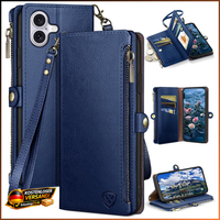 HandyhüLle KlapphüLle Flip Cover PU Leder Mit Kartenfach Rfid-Schutz Blau 6,3
