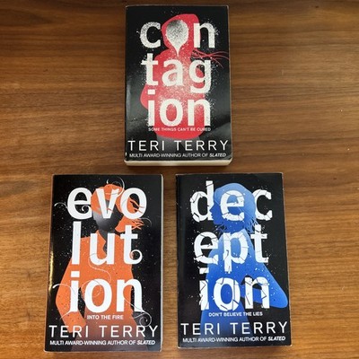 3 x Teri Terry Paperback Books Bundle Set Contagion Evolution Deception.