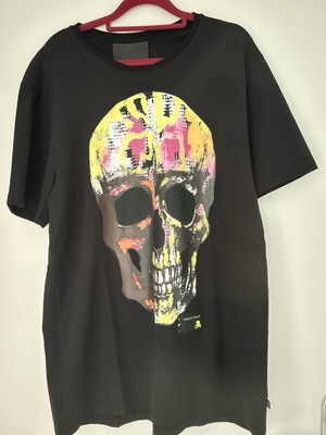 PHILIPP PLEIN COMFORT STRETCH T-SHIRT ALL OVER LOGO , xxl , ungetragen