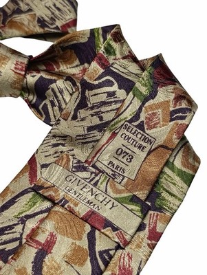 Givenchy Gentleman Vintage Krawatte Seide Abstrakt Muster Mehrfarbig Krawatte Seide 