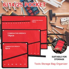 6 25 Pocket Canvas Spanner Wrench Tool Roll Up Storage Bag Organizer Pouch Cas;