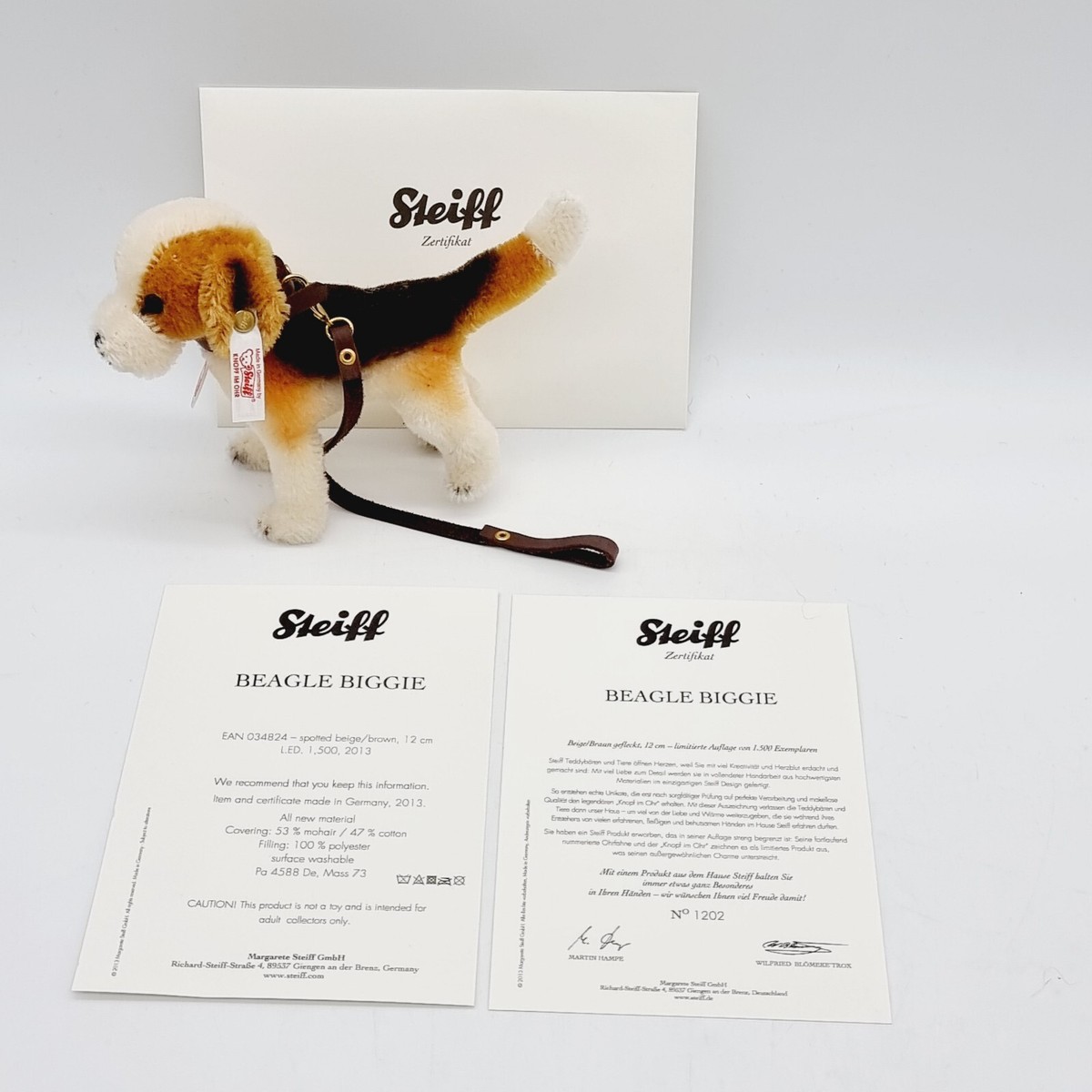 Steiff Beagle Biggie 034824 limitiert 1500 aus 2013 12cm Mohair | eBay