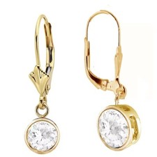 1 CT. 14K Yellow Gold CZ Leverback Earrings