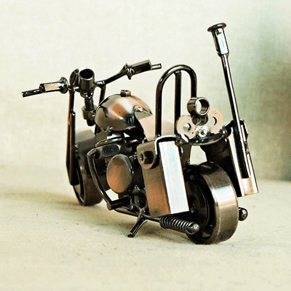 Handmade Metal Motorcycle Model Recycled Art Motorbike Sculpture Collection Rare - Image 4 of 4