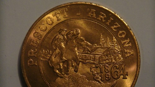 Ciudad de Prescott Arizona 1964 medalla del centenario ficha jinete de caballo sin circular - Imagen 4 de 18