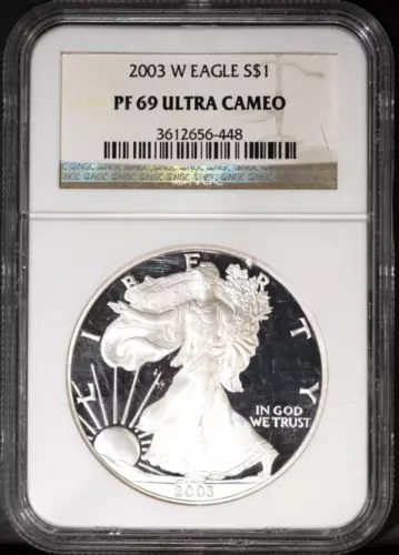 2003-W $1 Silver American Eagle PF69UC NGC # 3612656-448 + Bonus