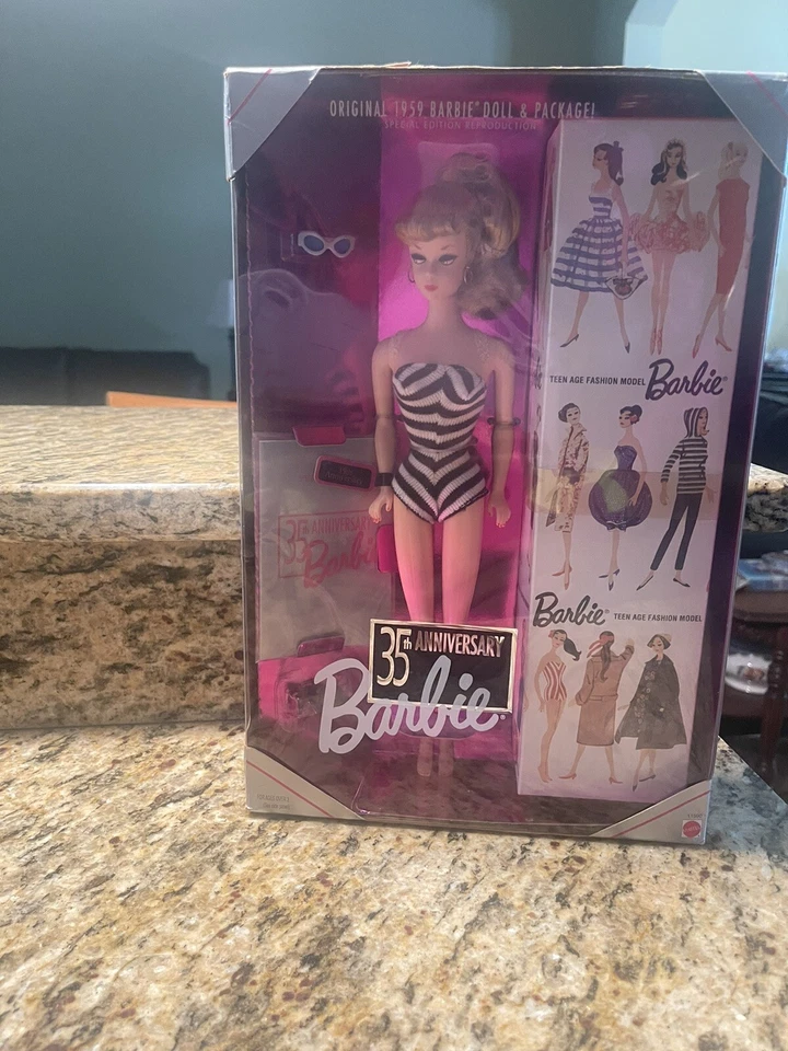 Barbie Edición Especial 35 Aniversario 1959 Muñeca Original y Paquete! Reprodutio Foto 2 de 4