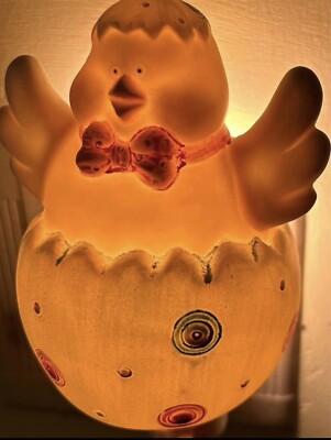 2 Vintage Hand-Painted Easter Bunny Nightlight w/Plug In. Comes w/Original Box.
