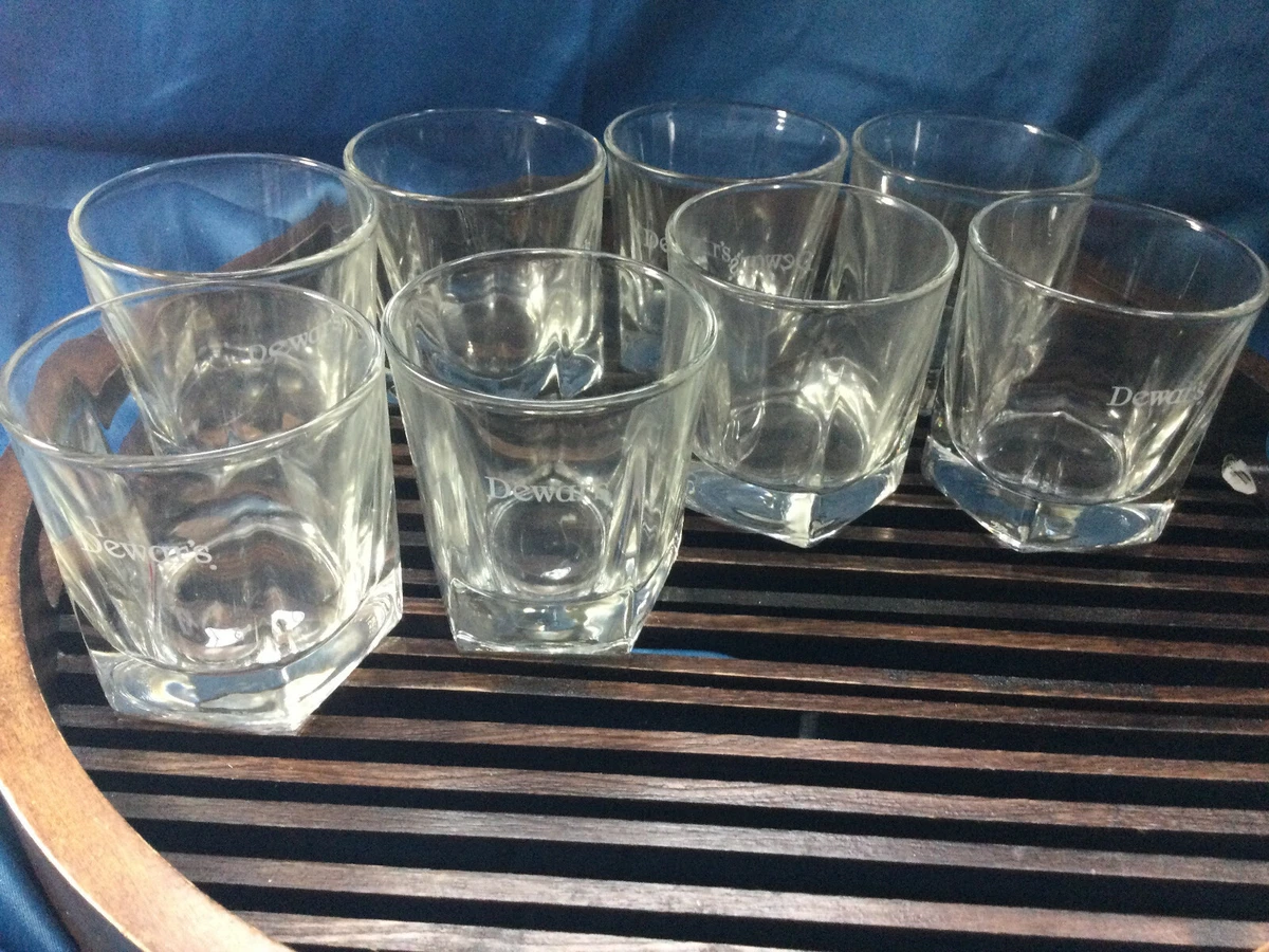 4 rare Libbey Duratuff letter Dewars Scotch Whisky Rocks Glasses