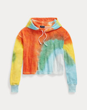 Polo Ralph Lauren Womens French Terry Tie Dye Cropped Hoodie Beach Large