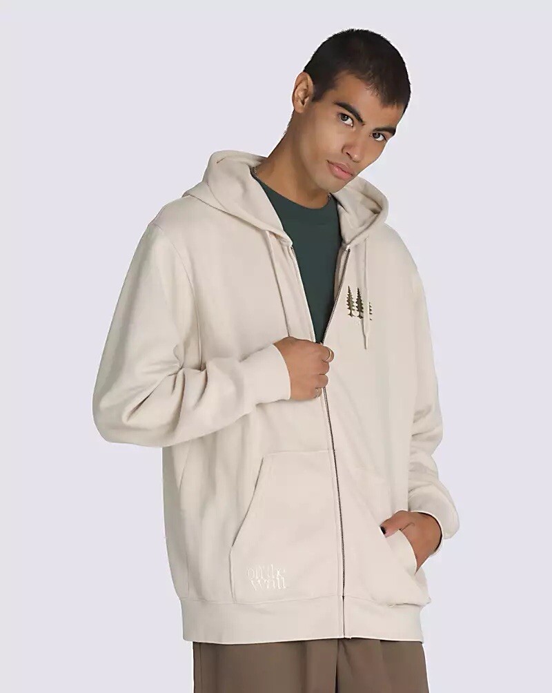 Vans Men's Pine Needle Full Zip Hoodie In Oatmeal Beige Size XL