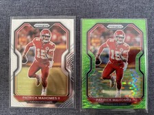 Lot of 2 2020 Patrick Mahomes Panini Prizm Green Pulser Prizm & Base Card