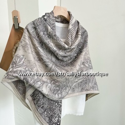 Sallys Boutique 80% Cashmere 20% Silk Wrap Scarf Garden Flower Square Shawl 53''