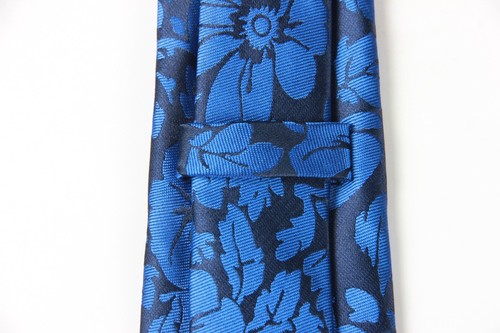 Cravatta uomo classica floreale blu nero jacquard seta cravatta fazzoletto set gemelli - Foto 4 di 7