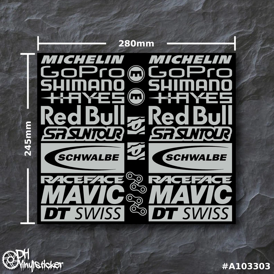 Sponsoren Stickersatz V2 Grau | Aufkleber Set Fahrrad eBike BMX eMTB Helm